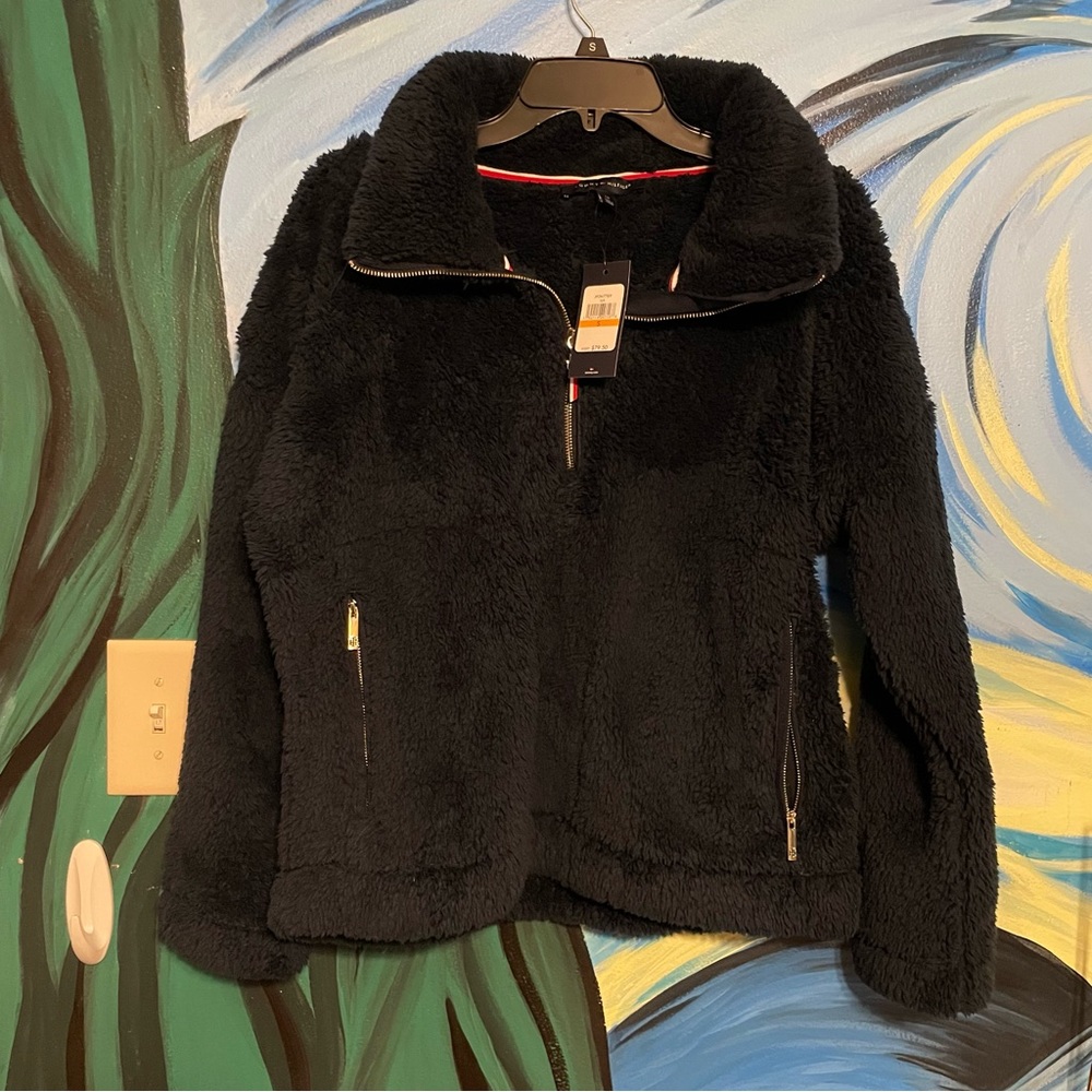 TOMMY HILFIGER FLEECE - SMALL NAVY BLUE POLYESTER